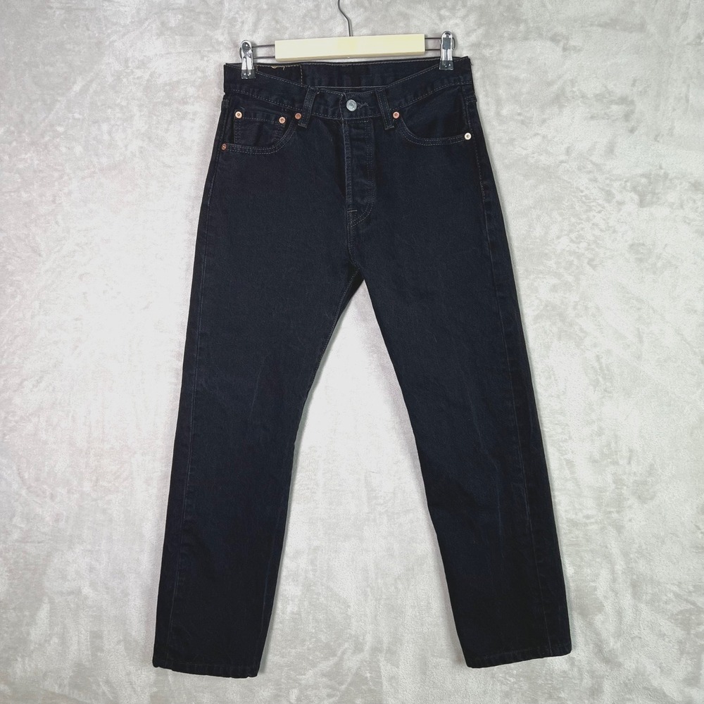 Levi's‎ 501 Black Jeans Mens 30 x 27.5 Button Fly Straight Leg Denim Classic